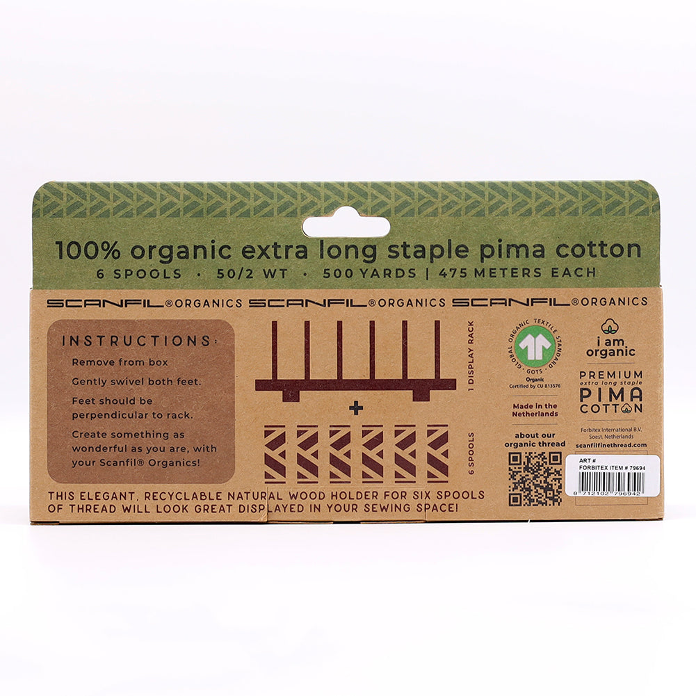 SCANFIL® 50wt Organic Pima Cotton Thread Set - 6ct 500yd Spools & Wood Rack - Neutrals - Joann Fabrics