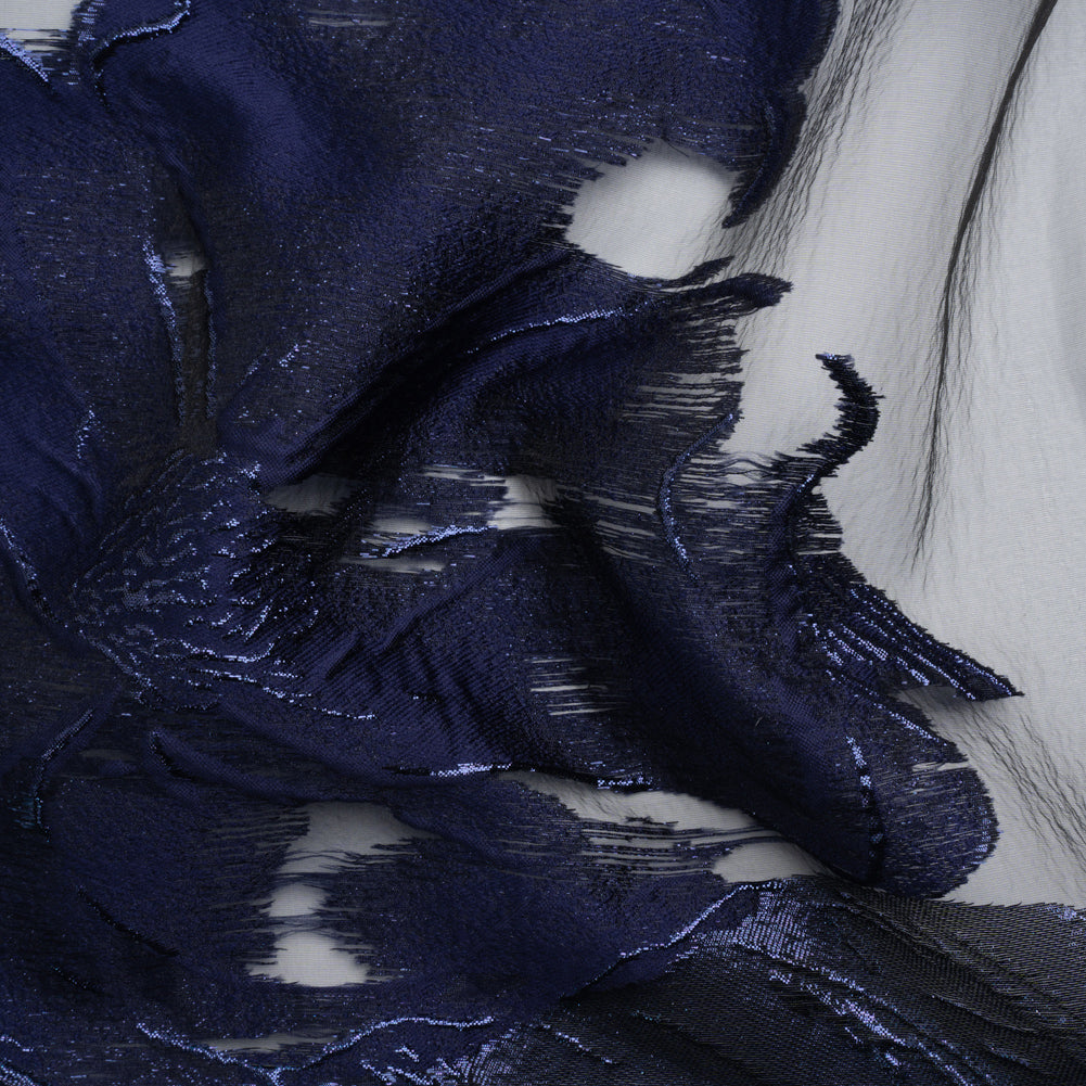 Metallic Navy Big Florals Luxury Burnout Brocade - Joann Fabrics