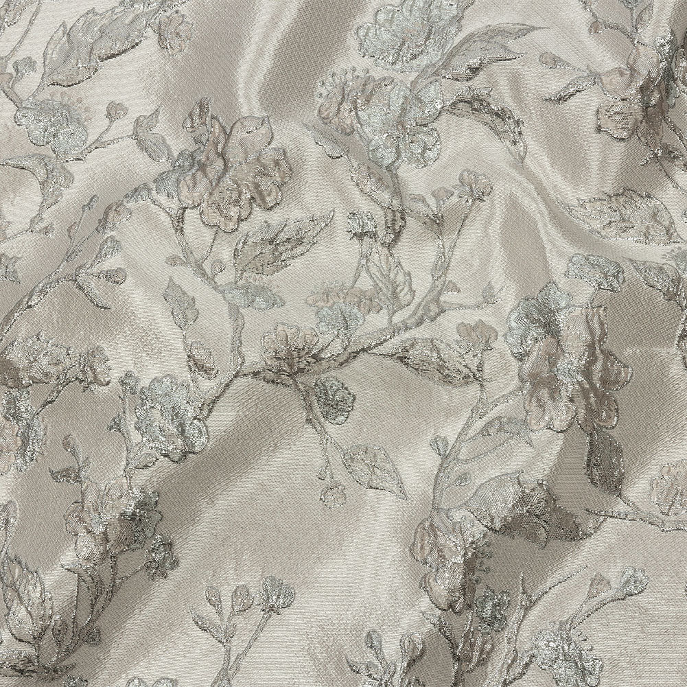 Metallic Palest Pink and Silver Flowering Vines Luxury Brocade - Joann Fabrics