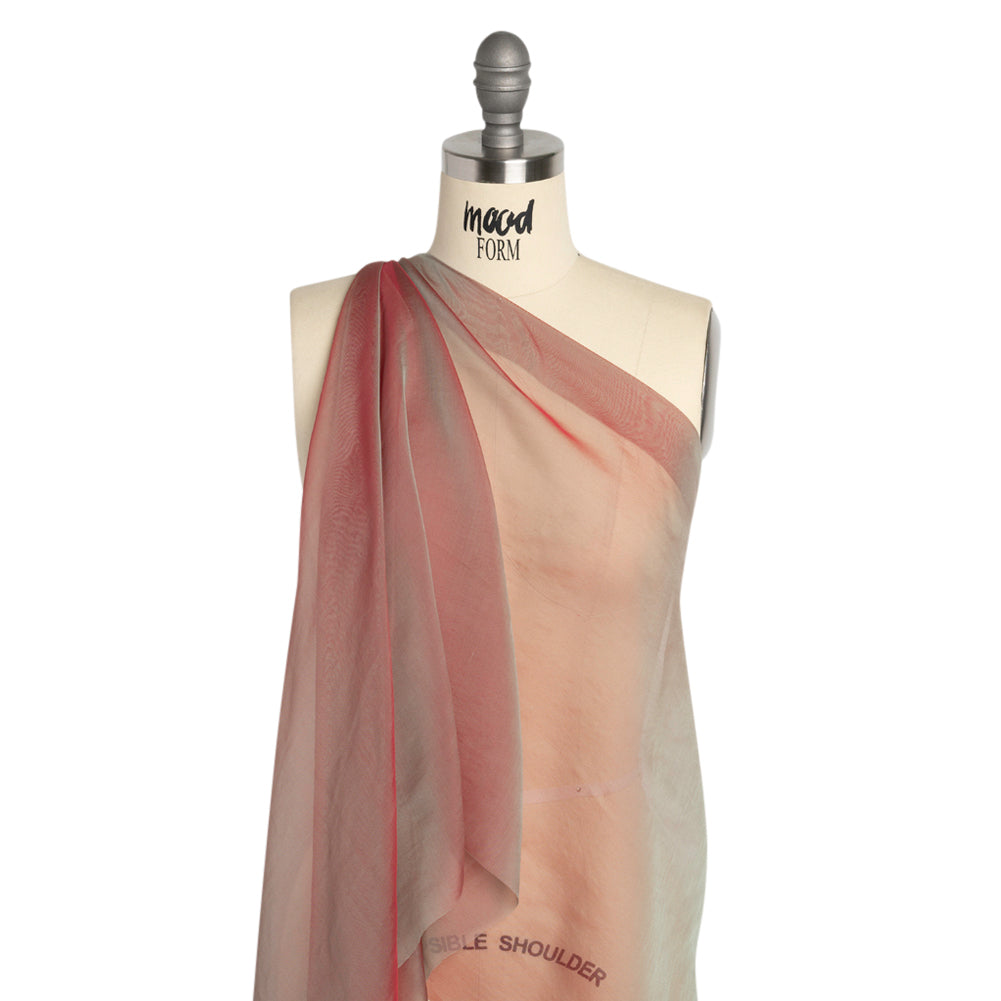 Chiffon-Like Silk Voile - Aqua and Berry Red Iridescent - Adelaide Collection - Joann Fabrics
