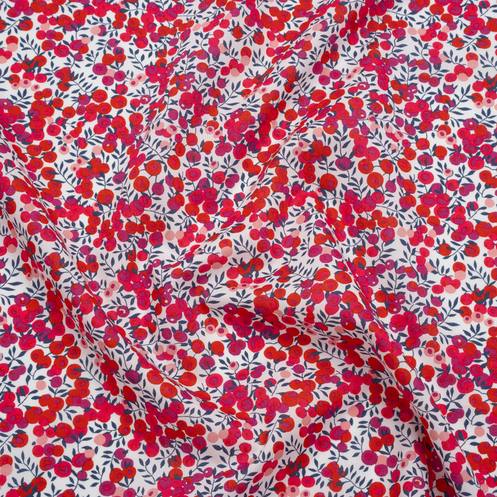 Liberty Fabrics Tana Lawn® - Wiltshire Pink - Pink, Red and Blue Leaves and Berries - Joann Fabrics