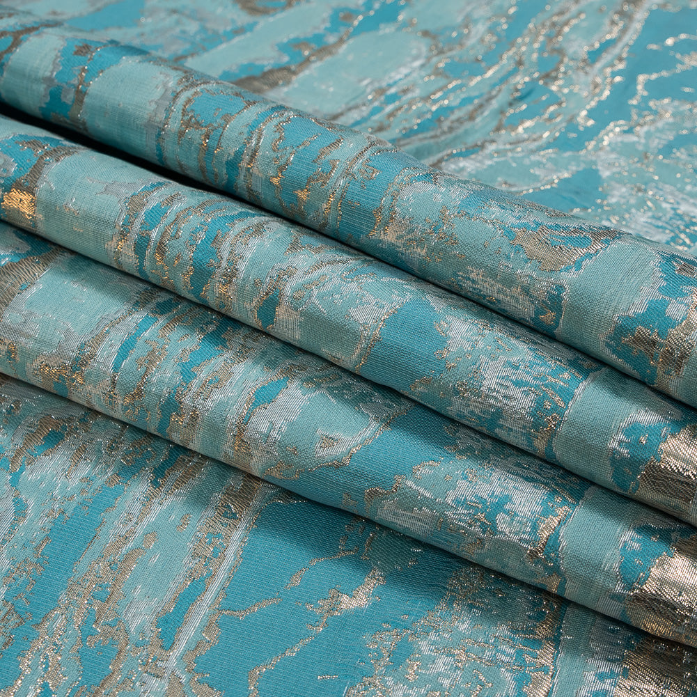 Metallic Gold and Blue Abstract Jacquard - Joann Fabrics