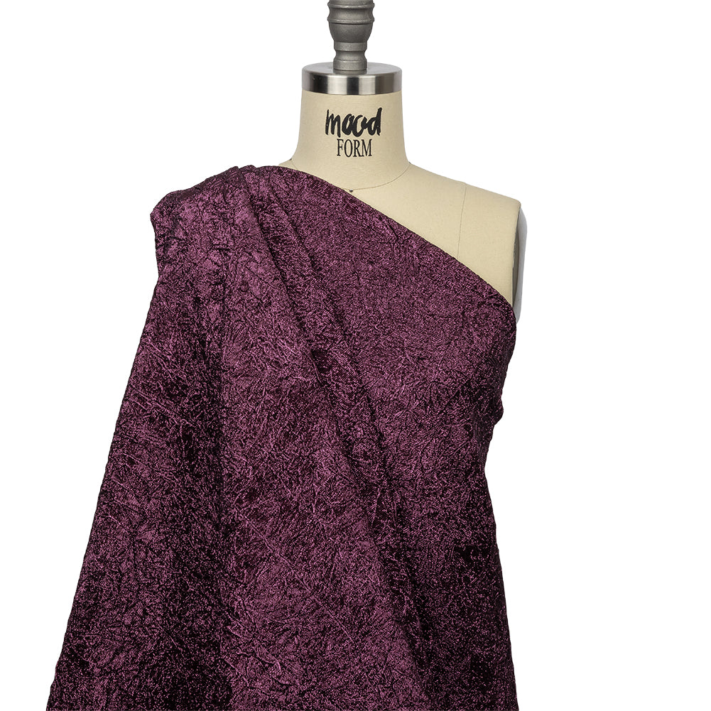 Astrolabe Metallic Dark Magenta Crinkled Luxury Brocade with Black Backing - Joann Fabrics