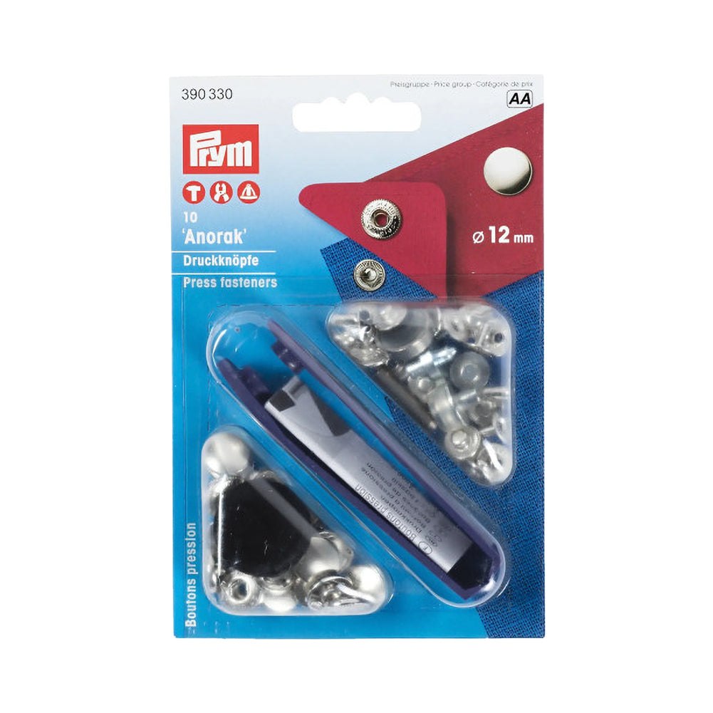Prym Anorak Press Fasteners with Tools - Silver 12mm - 10pc - Joann Fabrics