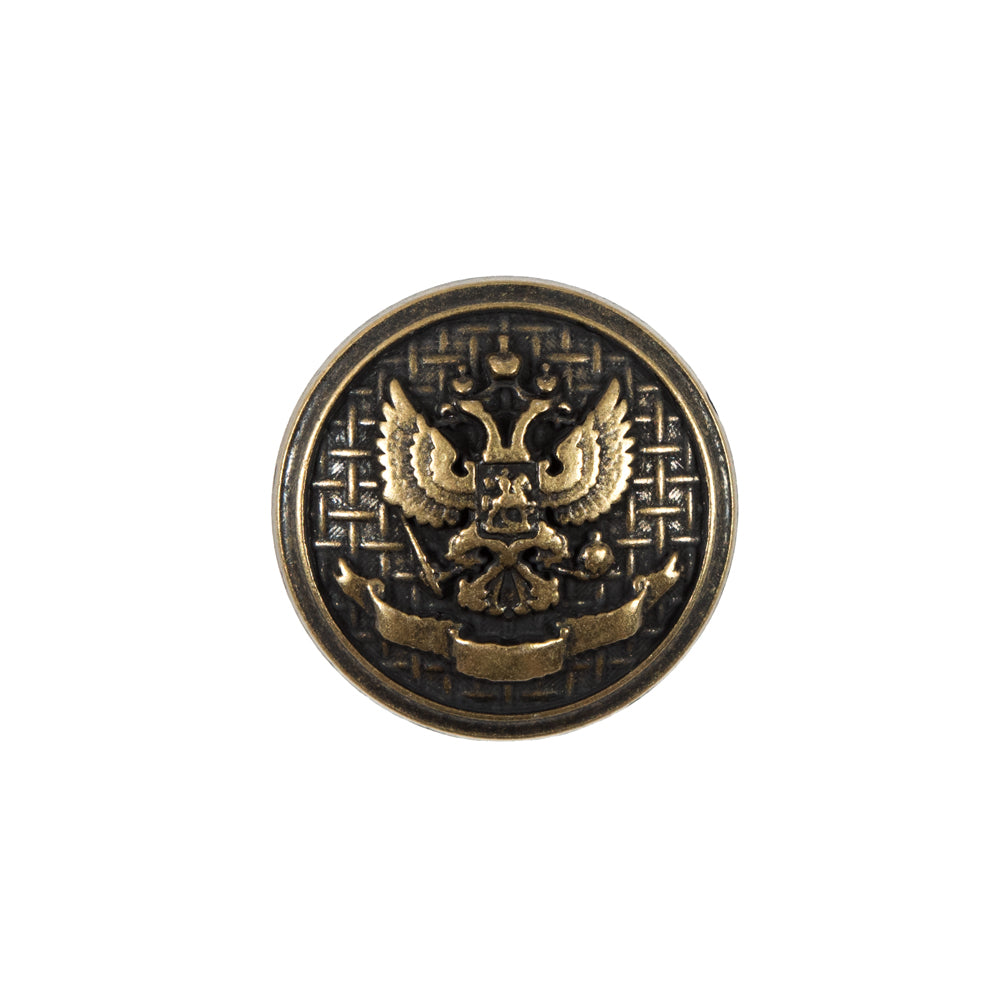Italian Antique Gold Button Button with Double-Headed Eagle Emblem - 32L/20mm - Joann Fabrics