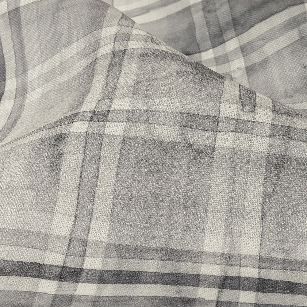 Gray and White Watercolor Plaid Medium Weight Linen Woven - Joann Fabrics