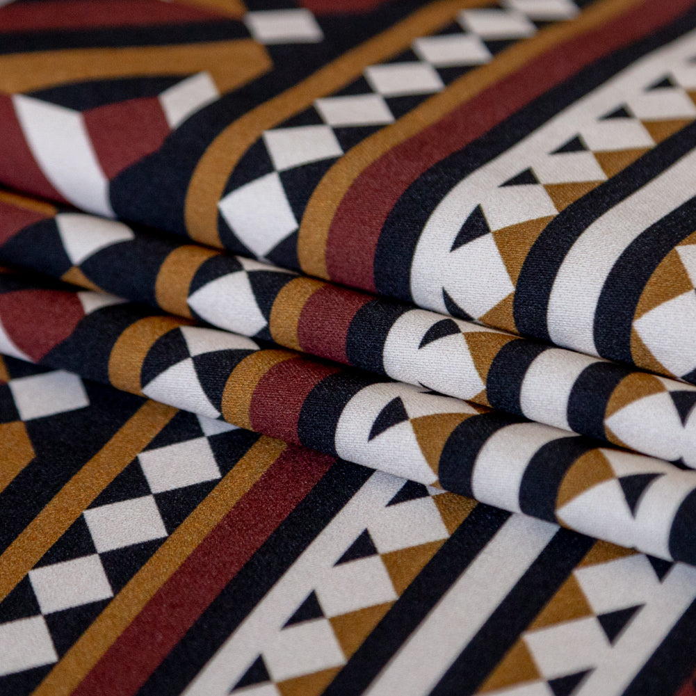 Stretch Cotton Sateen Panel - Mahogany Geometric - Art-tumnal Equinox Print - Mood Exclusive Harvest Collection - Joann Fabrics