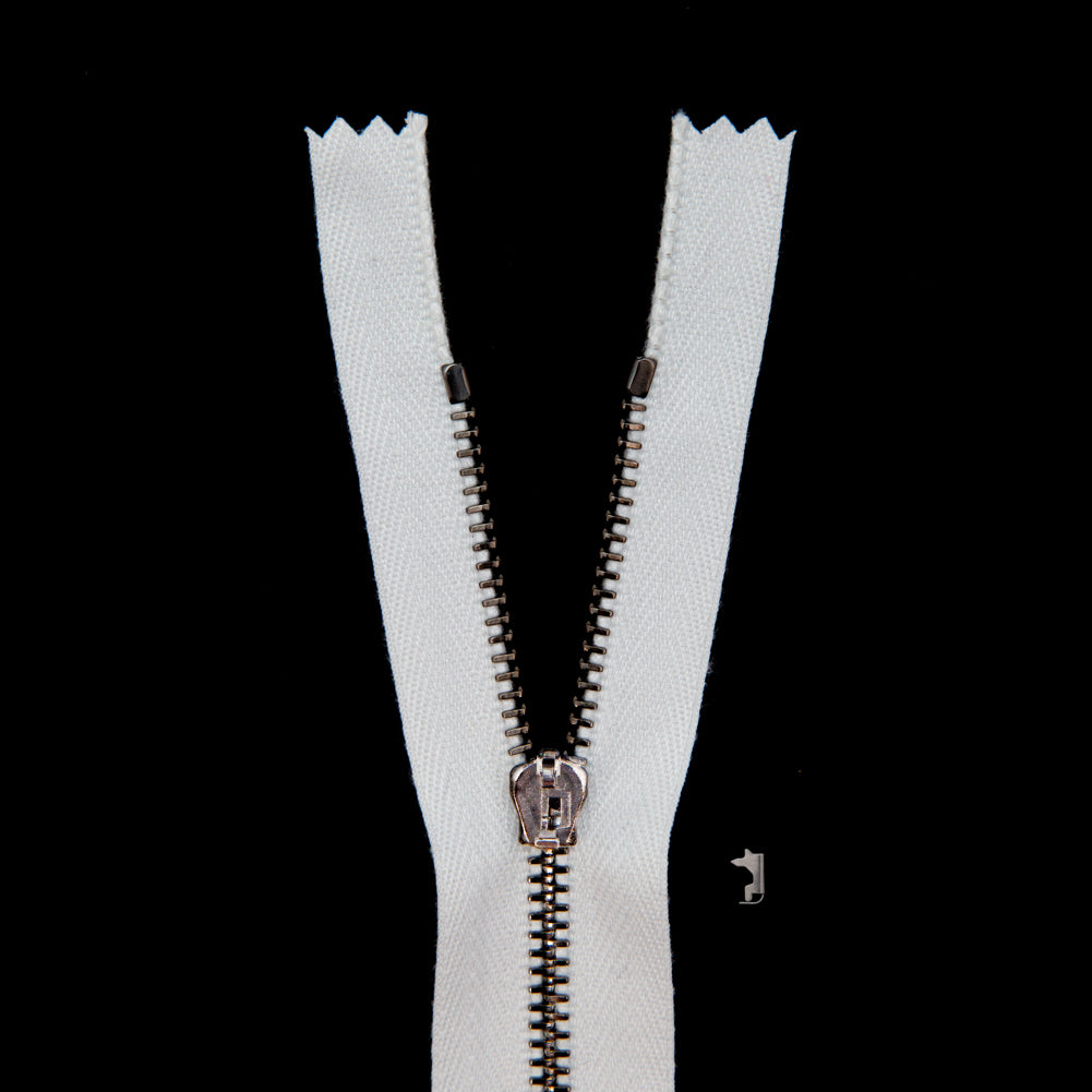 Mood Exclusive Italian White and Gunmetal T3 Closed End Metal Zipper - 9