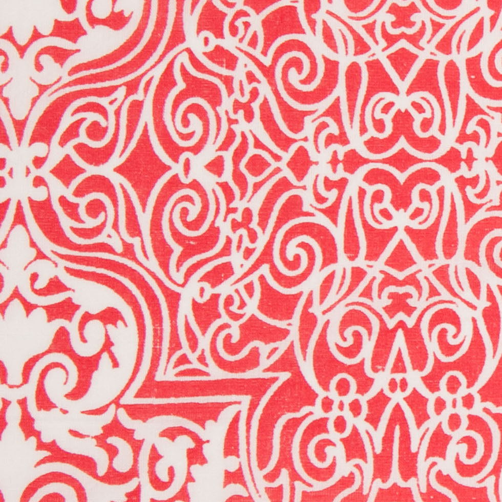 High Risk Red and White Ornate Tiles Printed Cotton Woven - Joann Fabrics