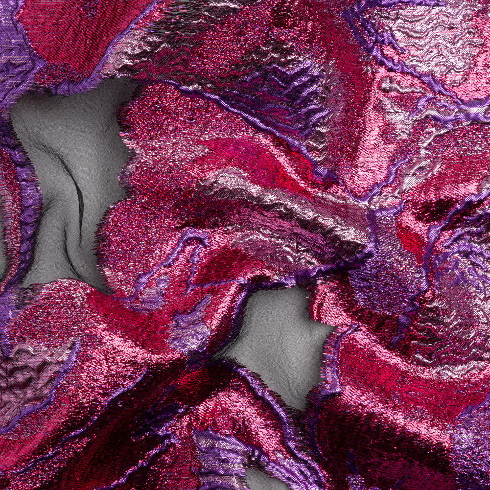 Metallic Hot Pink, Baby Pink and Purple Big Blooms and Leaves Luxury Burnout Brocade - Joann Fabrics