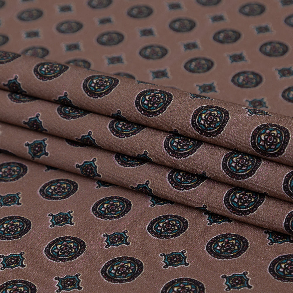 Stretch Polyester Crepe - Rose Taupe Medallions - Peaceful Ease Print - Mood Exclusive Kenko Collection - Joann Fabrics