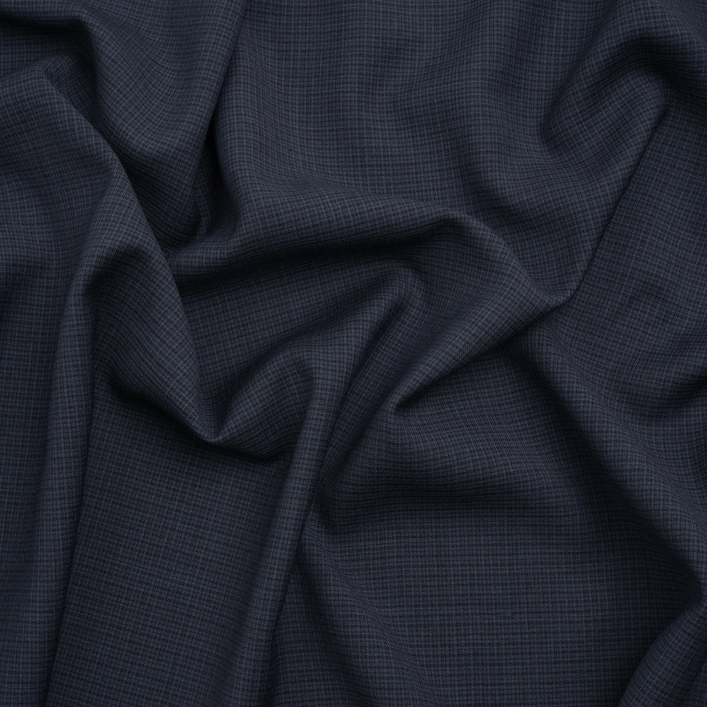Wool Suiting - Navy and Black Micro Plaid - Deadstock - Joann Fabrics