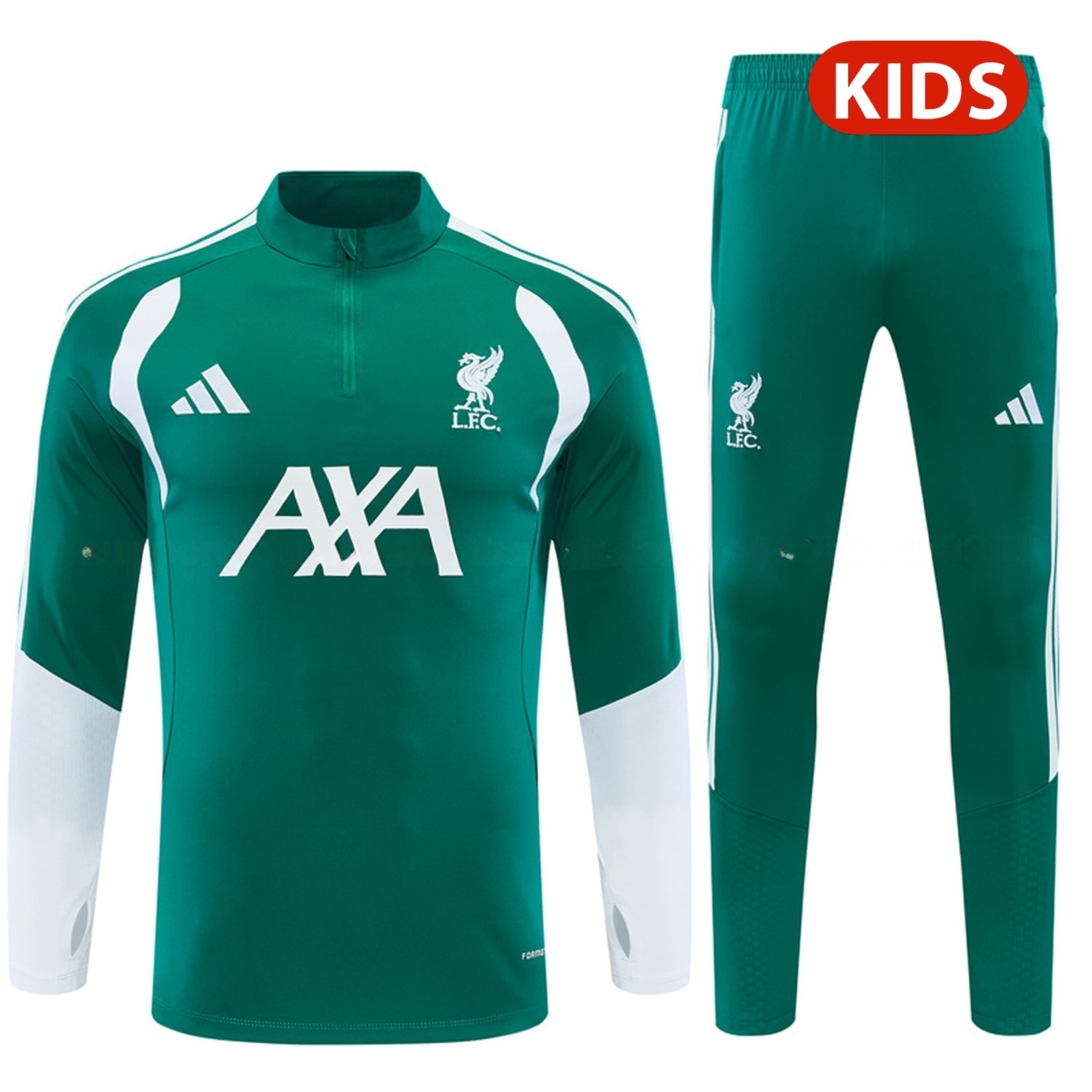 Liver.pool 26-27 Kids Long Sleeve Training Set - Green Top & Green Pants - UnitedFutballJersey