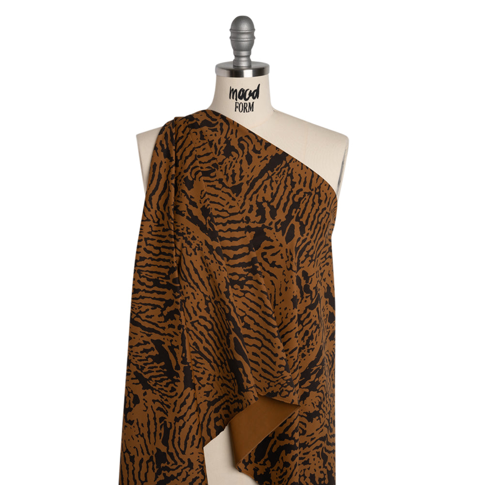 Stretch Nylon Jersey - Warm Tan and Black Tiger Stripes - Designer Deadstock - Joann Fabrics