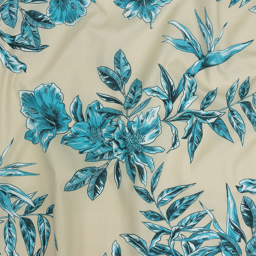 Cotton Poplin Print - Aqua Floral - Mood Exclusive Seaside Serenity - Joann Fabrics