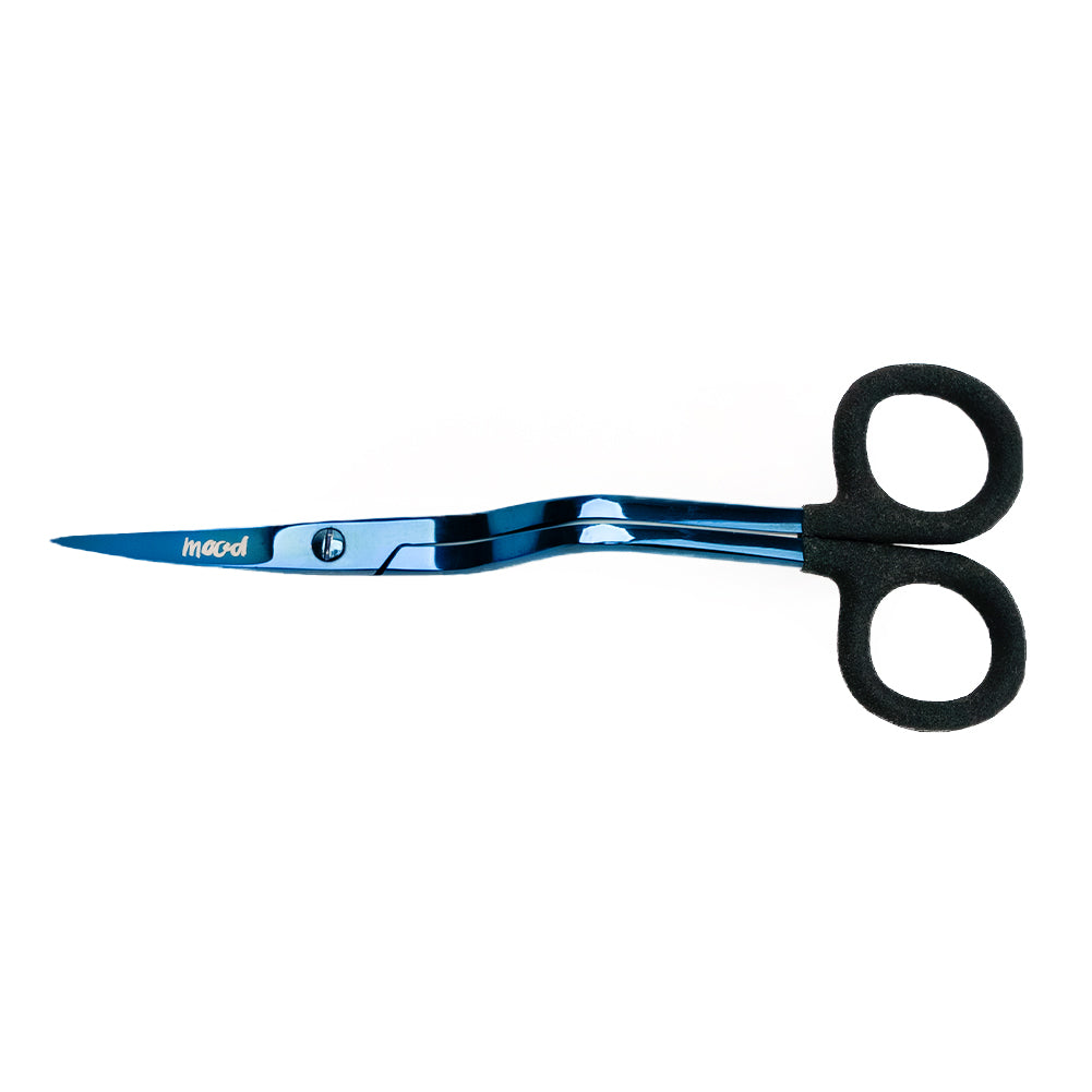 Mood Metallic Blue Double Curve Scissors with Matte Rubber Grips - 6