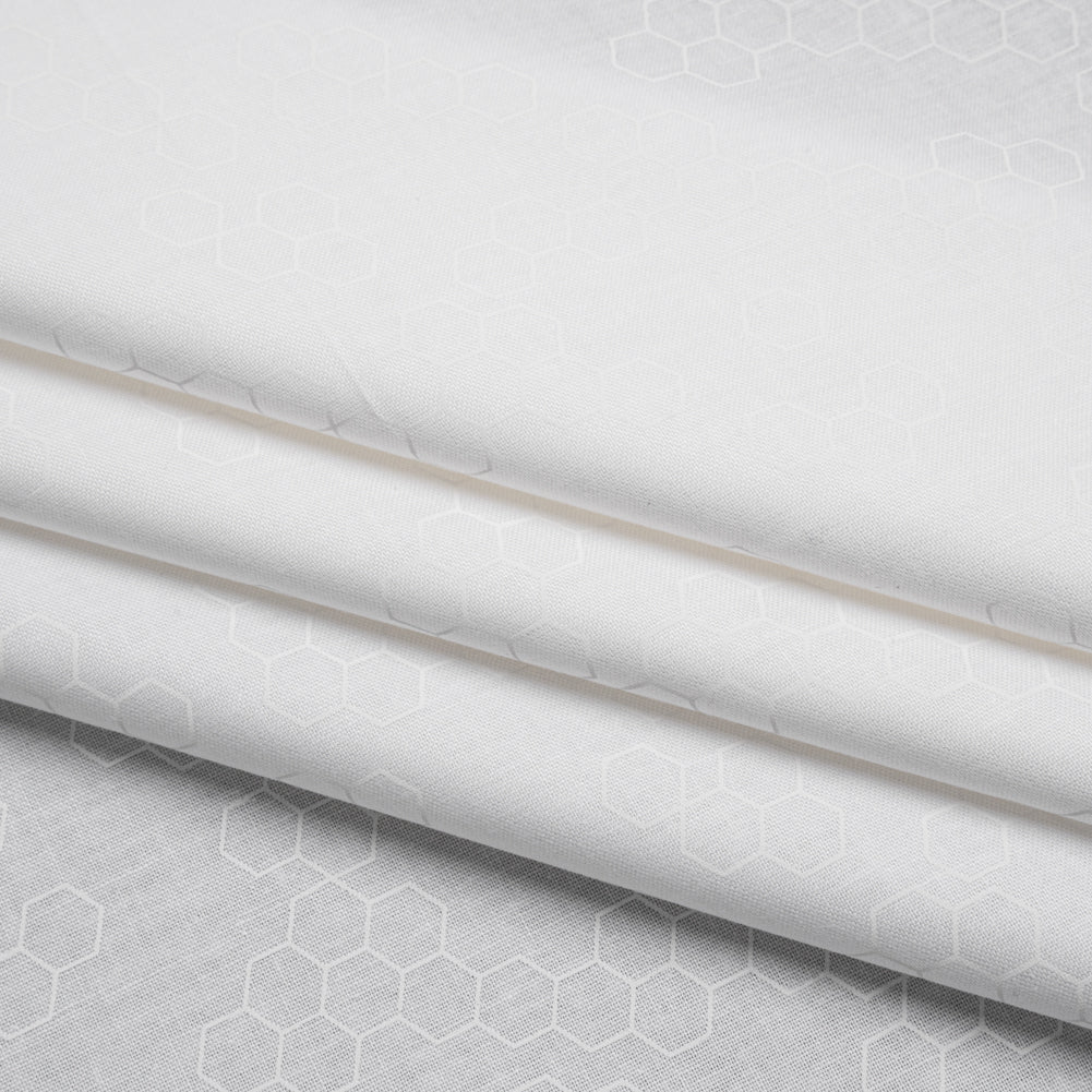 Printed Quilting Cotton by Ghazal Razavi for FIGO Studio - White on White Hexies - Dovetail Collection - Joann Fabrics