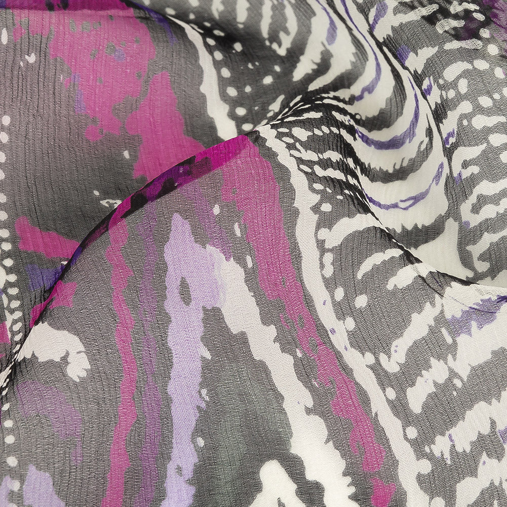 Purple, Pink and Black Abstract Silk Chiffon - Joann Fabrics