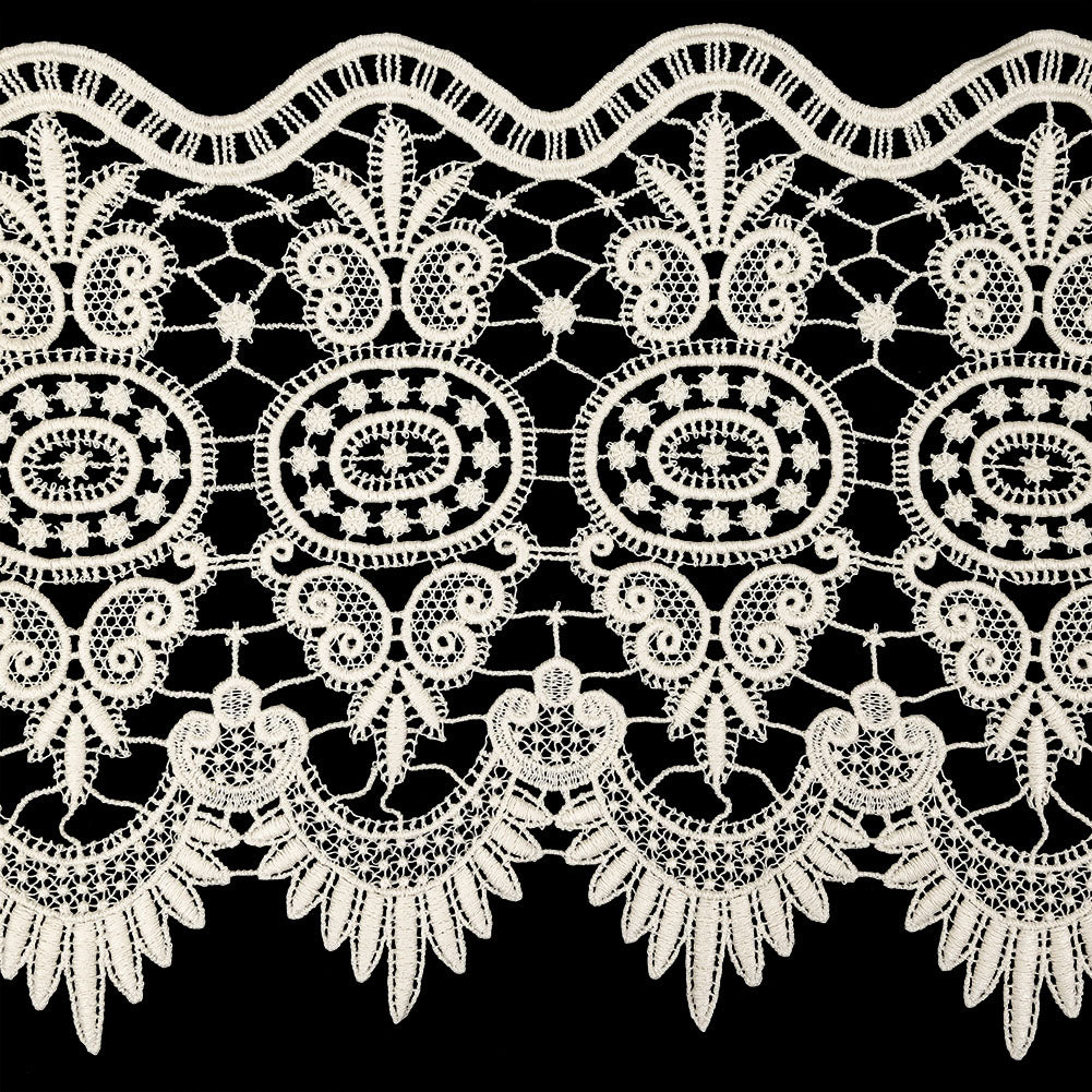 Eggnog Medallions and Leaves Guipure Lace Trim - 10