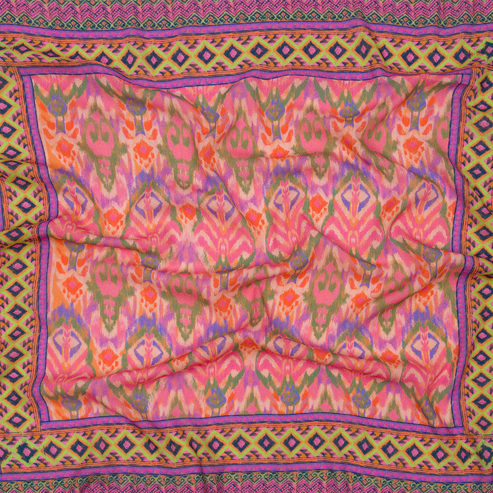 Gauzy Wrinkled Rayon Woven Panel Print - Pink and Purple Geometric Ikat - Mood Exclusive Sunny Square - Joann Fabrics