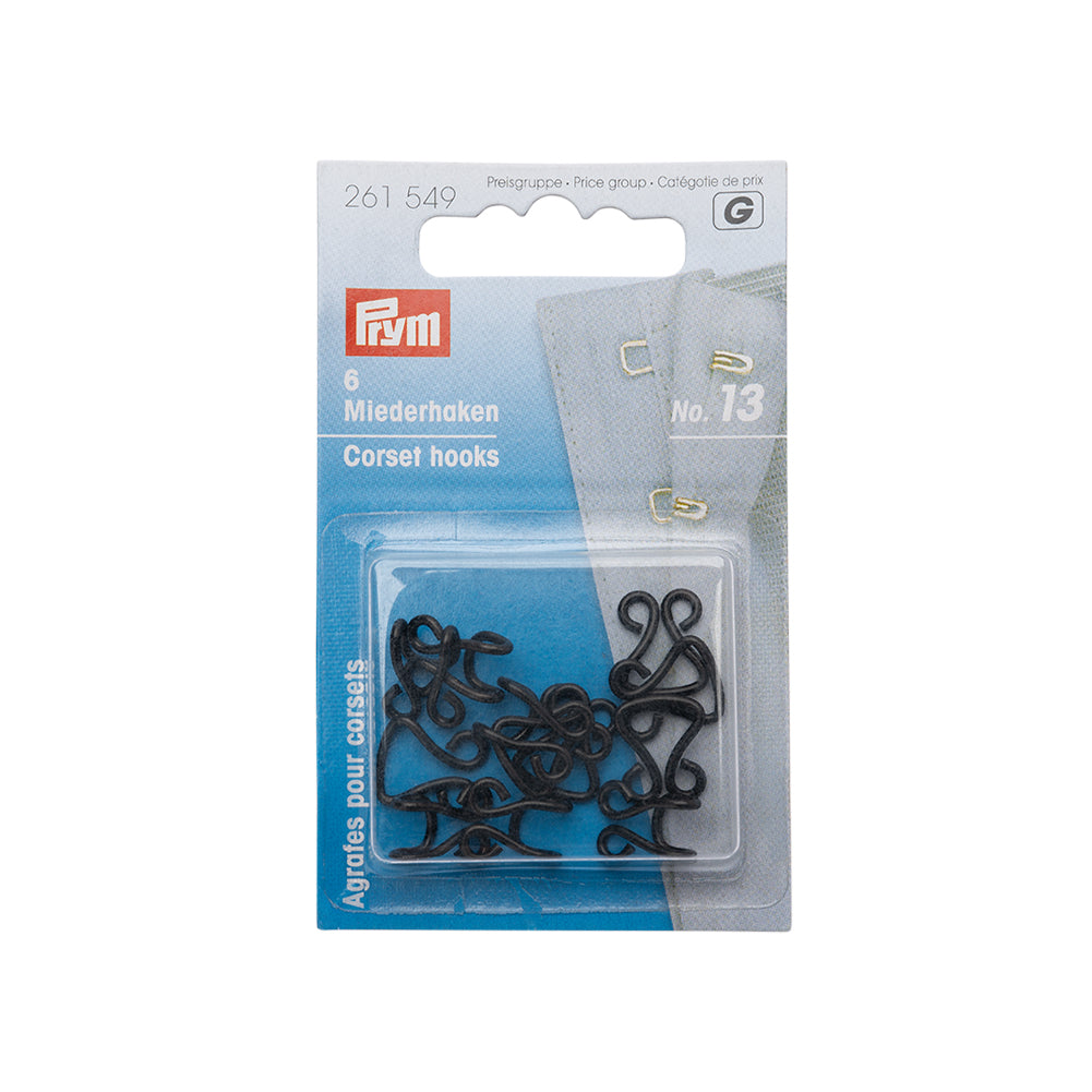 Prym Corset Hooks & Eyes - Black Brass Size 13 - 6 Sets - Joann Fabrics