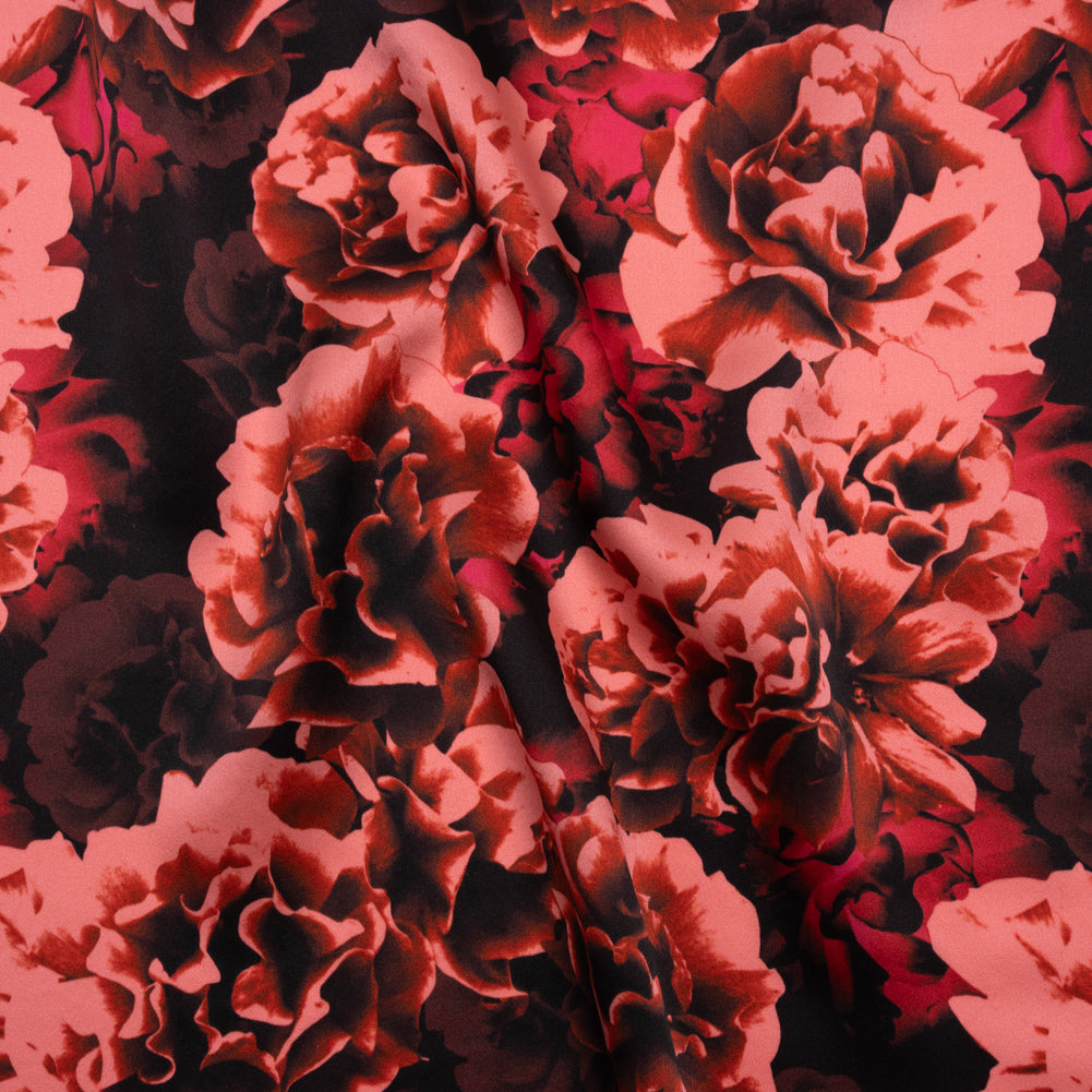 Silk Charmeuse 19mm - Rust and Coral Pink Roses - Joann Fabrics
