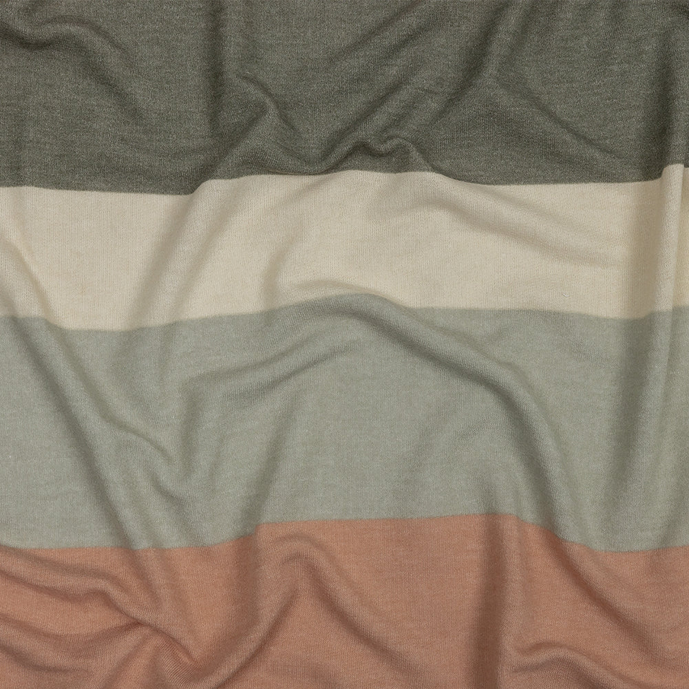 Olive, Beige and Misty Rose Stripes Stretch Polyester and Rayon French Terry - Joann Fabrics