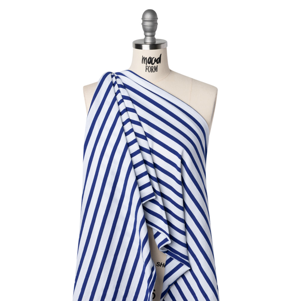 Cotton and Polyester Jersey - Blue and White Stripes - Deadstock - Joann Fabrics