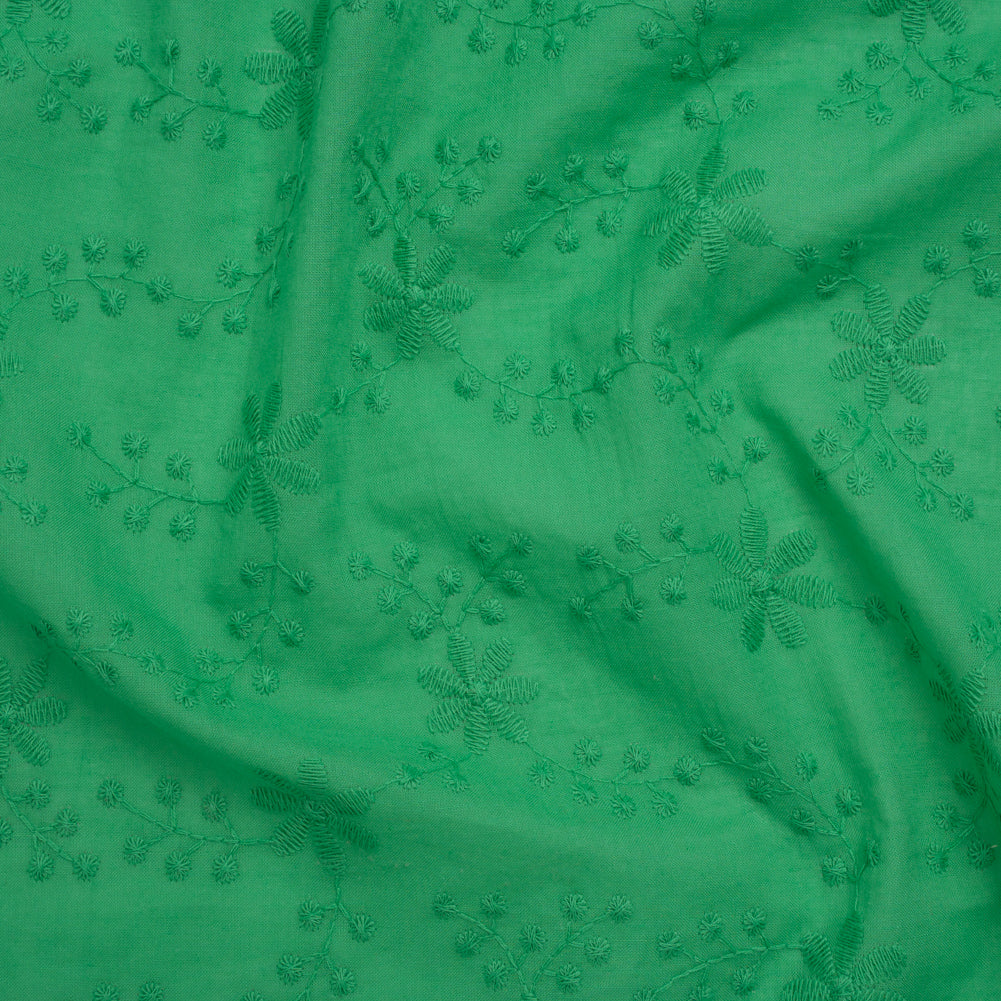 Embroidered Eyelet Cotton Voile - Ming Green Flowers on Branches - Naomi Collection - Joann Fabrics