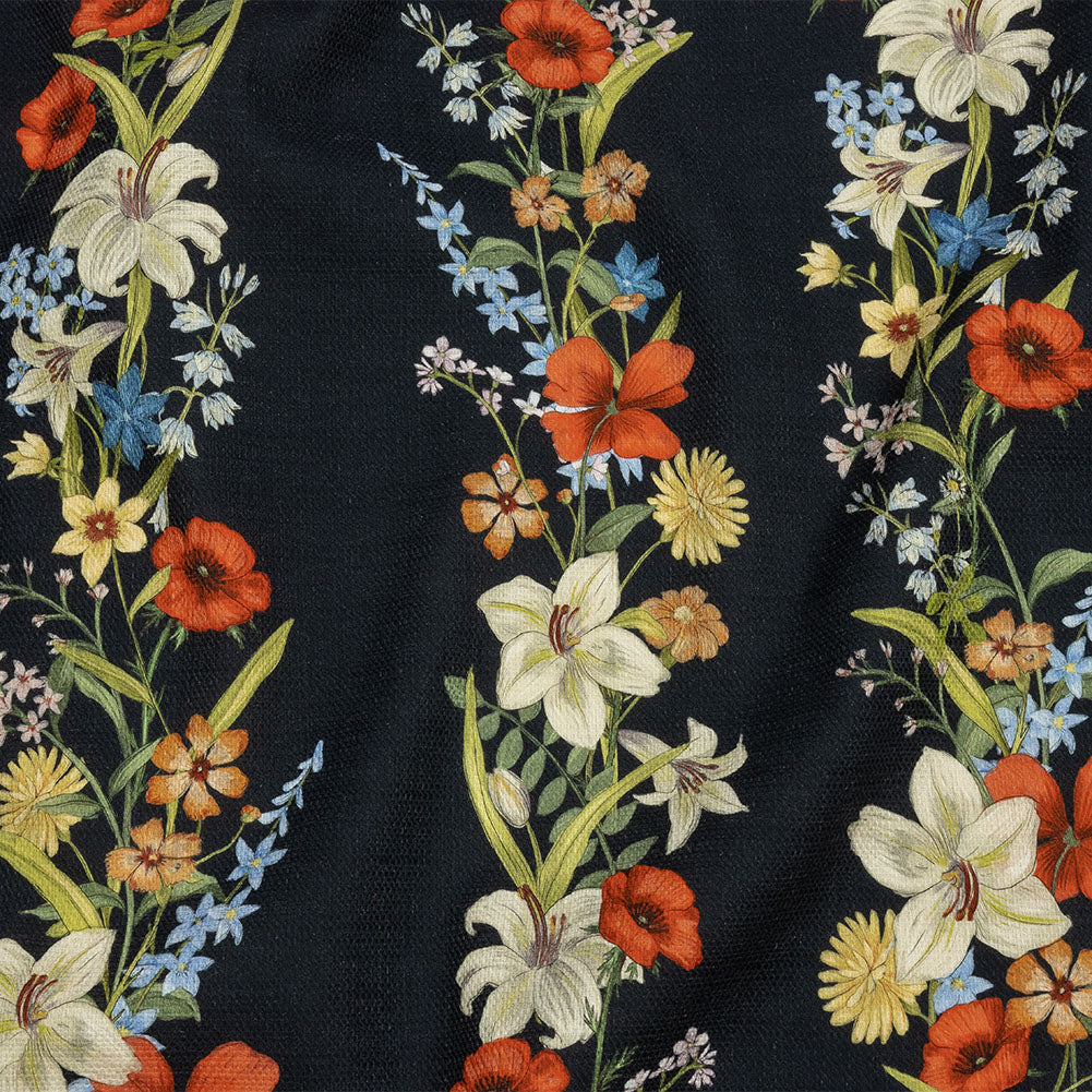 Mood Exclusive Navy Wildflower Fields Stretch Cotton Woven - Joann Fabrics