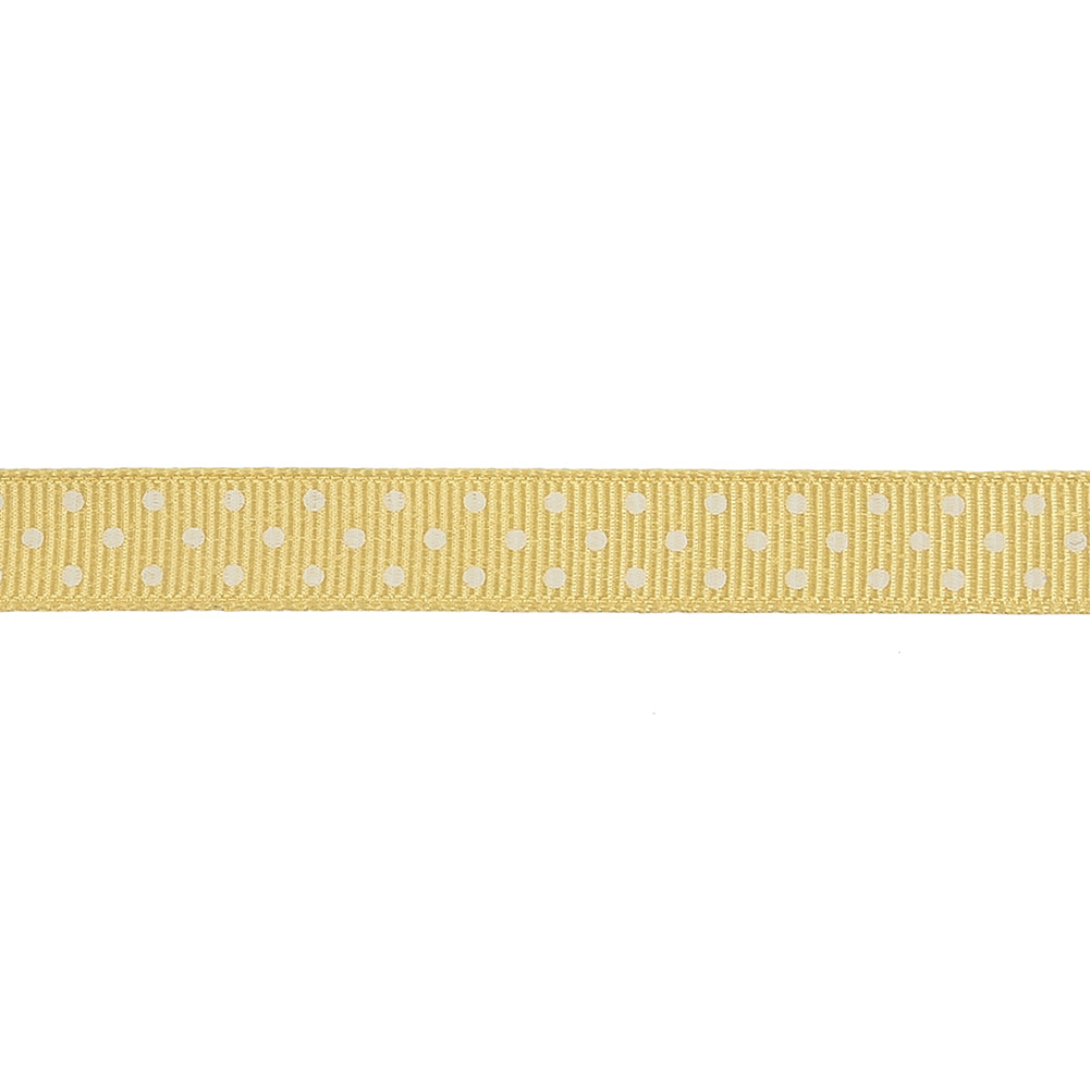 Pale Banana and White Polka Dots Grosgrain Ribbon - 0.375