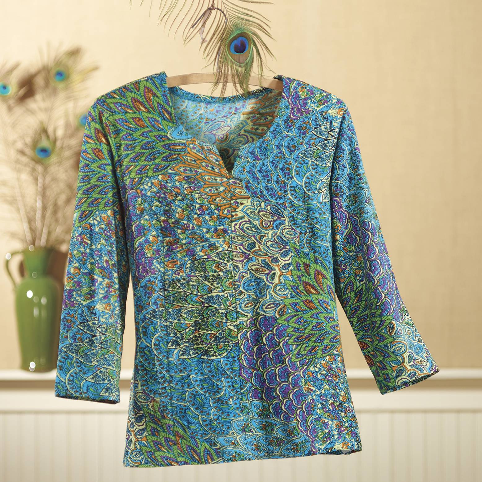 Printed Peacock Top - Northstyle Catalog