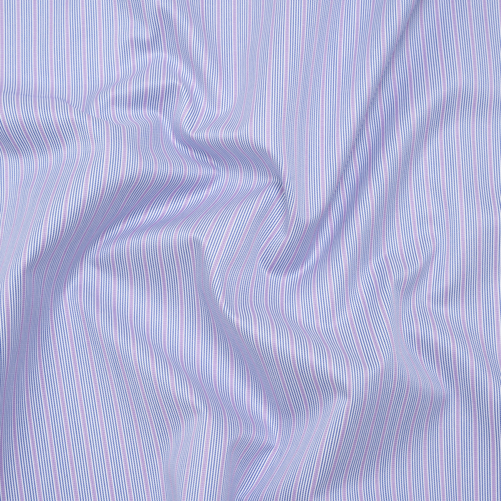 Cotton Twill Shirting - Dark Blue, Purple and White Stripes - Deadstock - Joann Fabrics