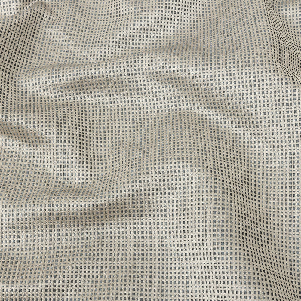 Satin-Faced Jacquard - Pewter Little Squares - British Imported - Joann Fabrics