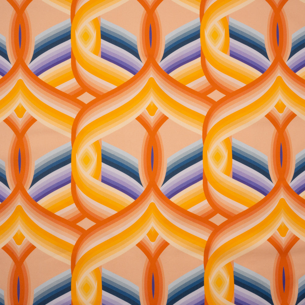 Stretch Cotton Sateen - Orange, Blue and Purple Abstract Lines - Iris's Message Print - Mood Exclusive Chariot Collection - Joann Fabrics