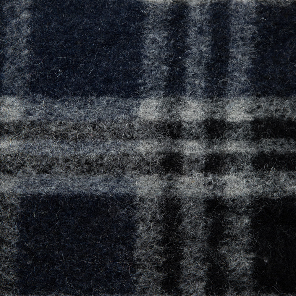 Wool Knit - Navy and White Plaid - Designer Deadstock - Joann Fabrics