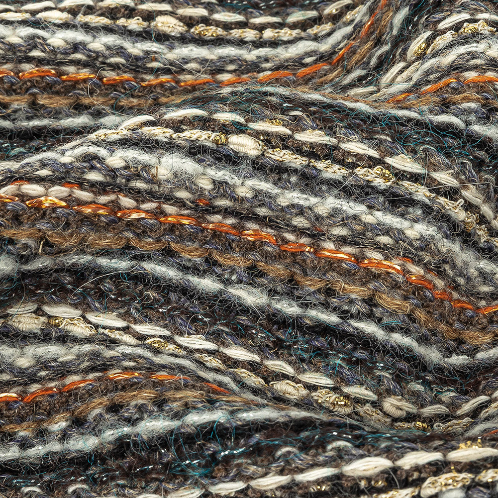 Gray, Gold Flame and Metallic Gold Striped Chunky Wool Knit - Joann Fabrics