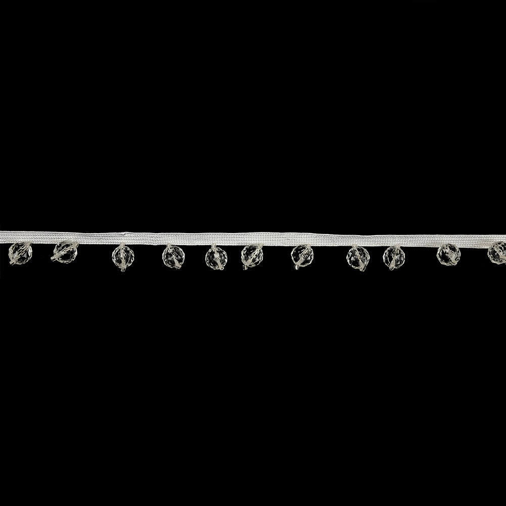 Vintage Crystal Faceted Round Beaded Fringe - 0.75