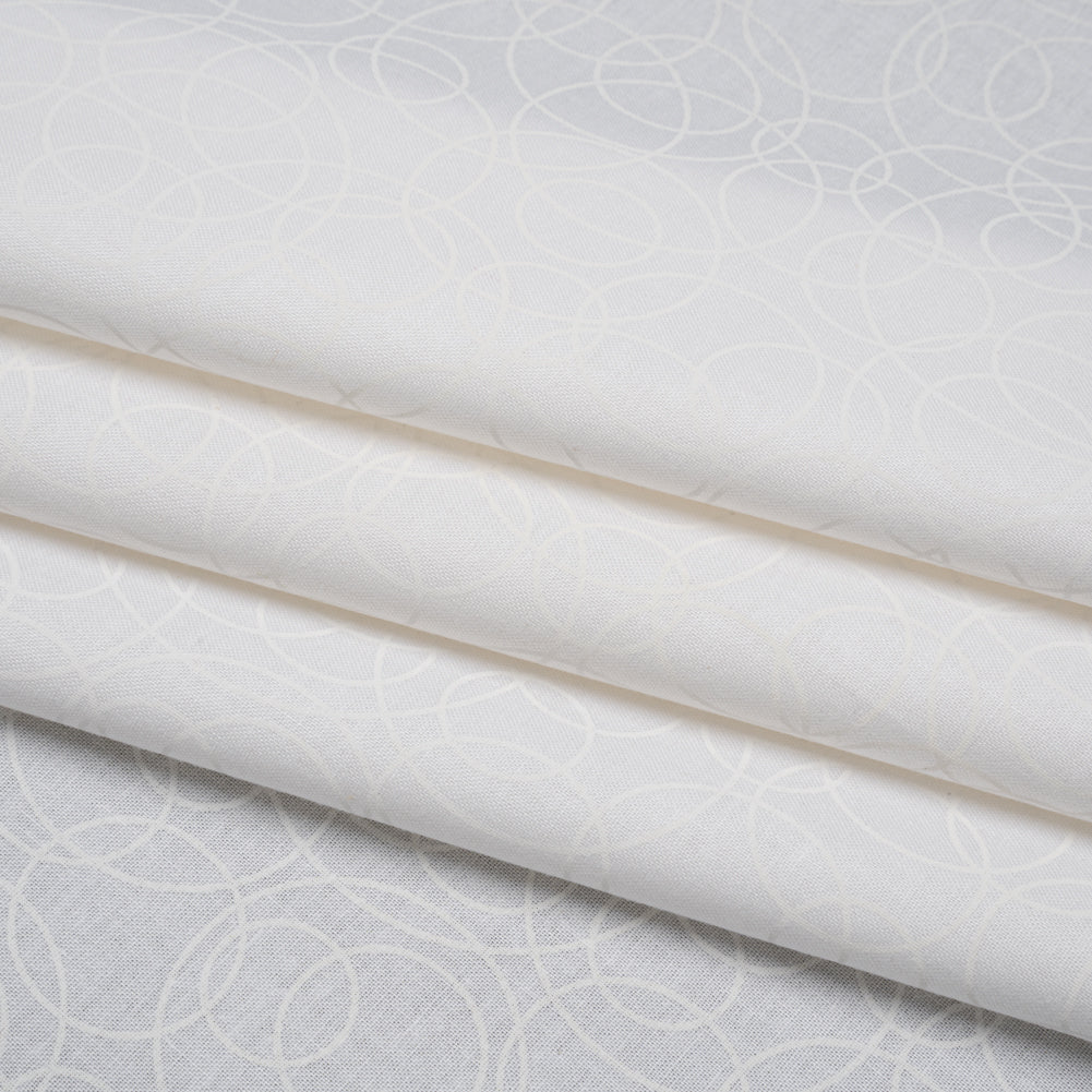 Printed Quilting Cotton by Patrick Lose for Northcott - White on White Tangled Circles - Basically Black & White Collection - Joann Fabrics