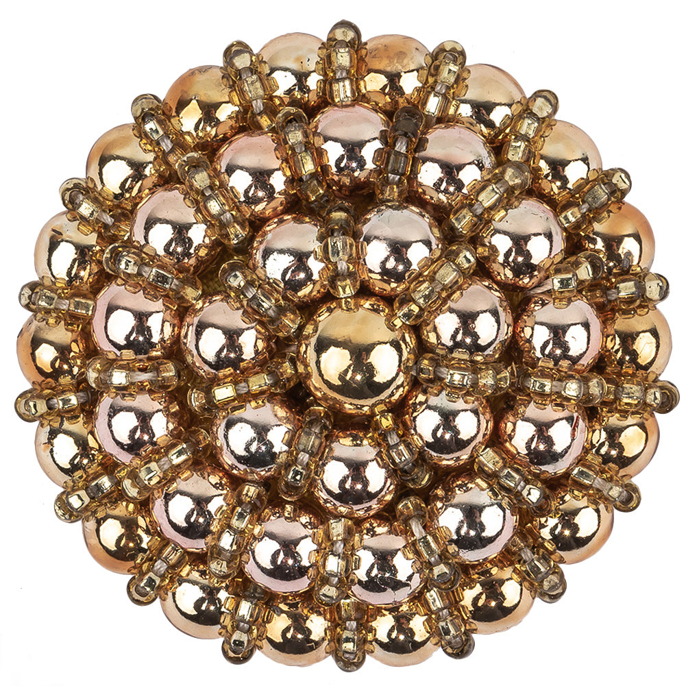 Vintage Gold and Rose Pearl Beaded Applique - 1.5