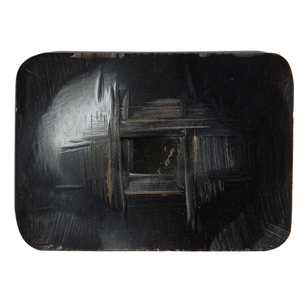 Black Rectangular Horn Coat Button - 1.625
