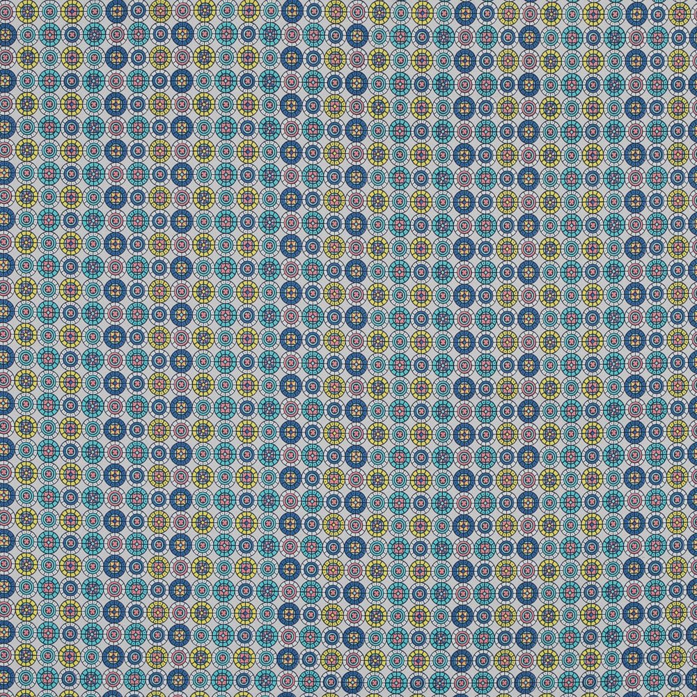 Blue and Yellow Geometric Stretch Cotton Sateen - Joann Fabrics