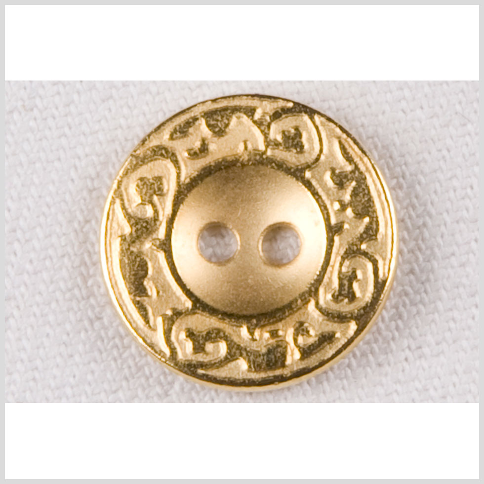 Metal 2-Hole Button - 28L/18mm - Gold Abstract Vines Embossed Rim - Joann Fabrics