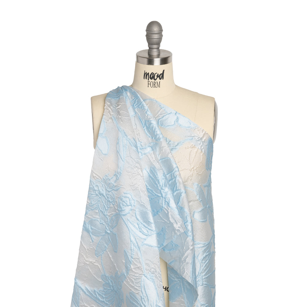 Baby Blue and Cream Floral Sheer Luxury Brocade - Joann Fabrics