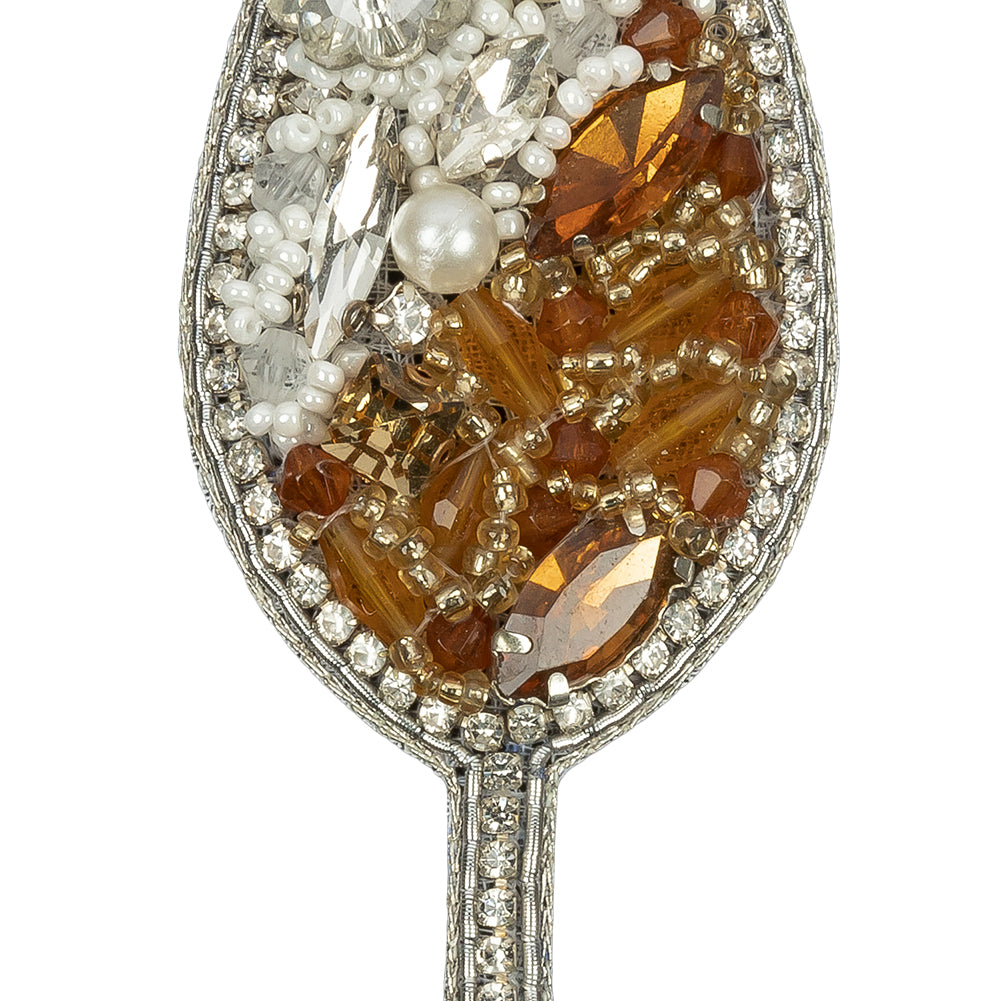 Pearl, Crystal and Topaz Wine Glass Rhinestones and Glass Beaded Applique - 3