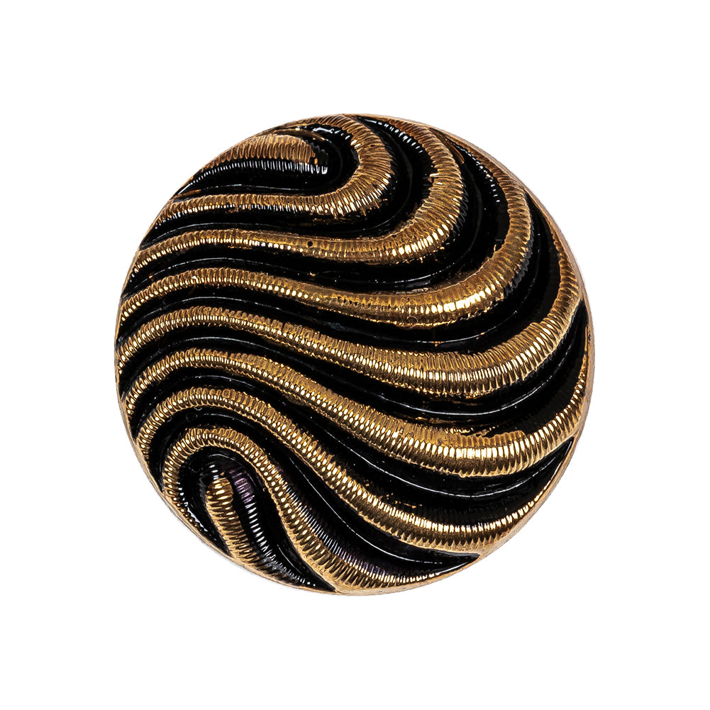 Black and Gold Textured Swirls Glass Shank Back Button - 42L/27mm - Joann Fabrics