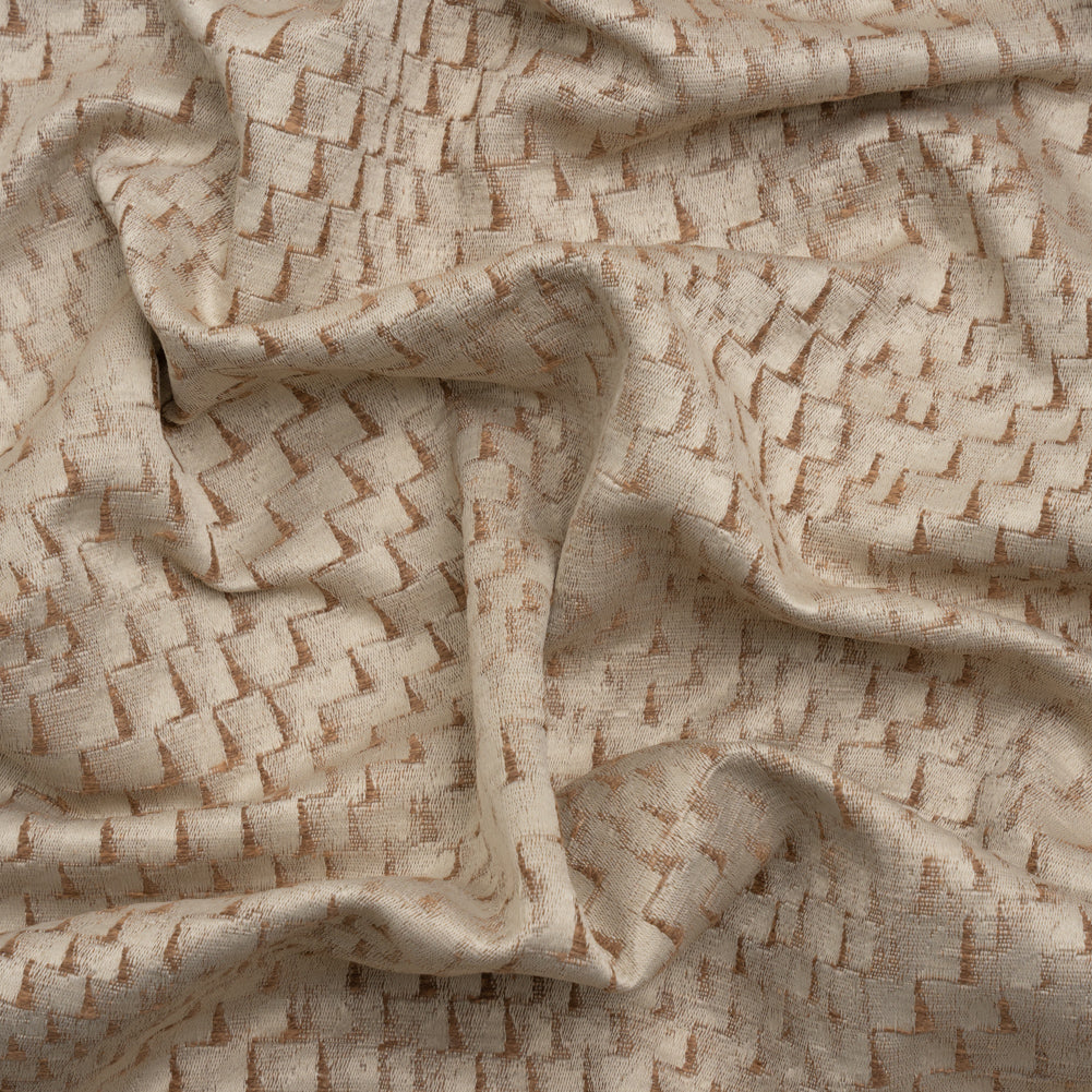 Stairstep Zig Zags Recycled Polyester and Cotton Drapery Jacquard - Sepia - British Imported - Joann Fabrics