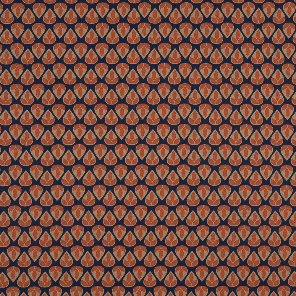 Orange and Navy Geometric Stretch Cotton Sateen - Joann Fabrics
