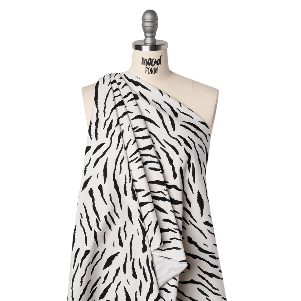 Cotton Brushed French Terry Sweatshirt Fleece - Black and White Zebra Stripes - Deadstock - Joann Fabrics
