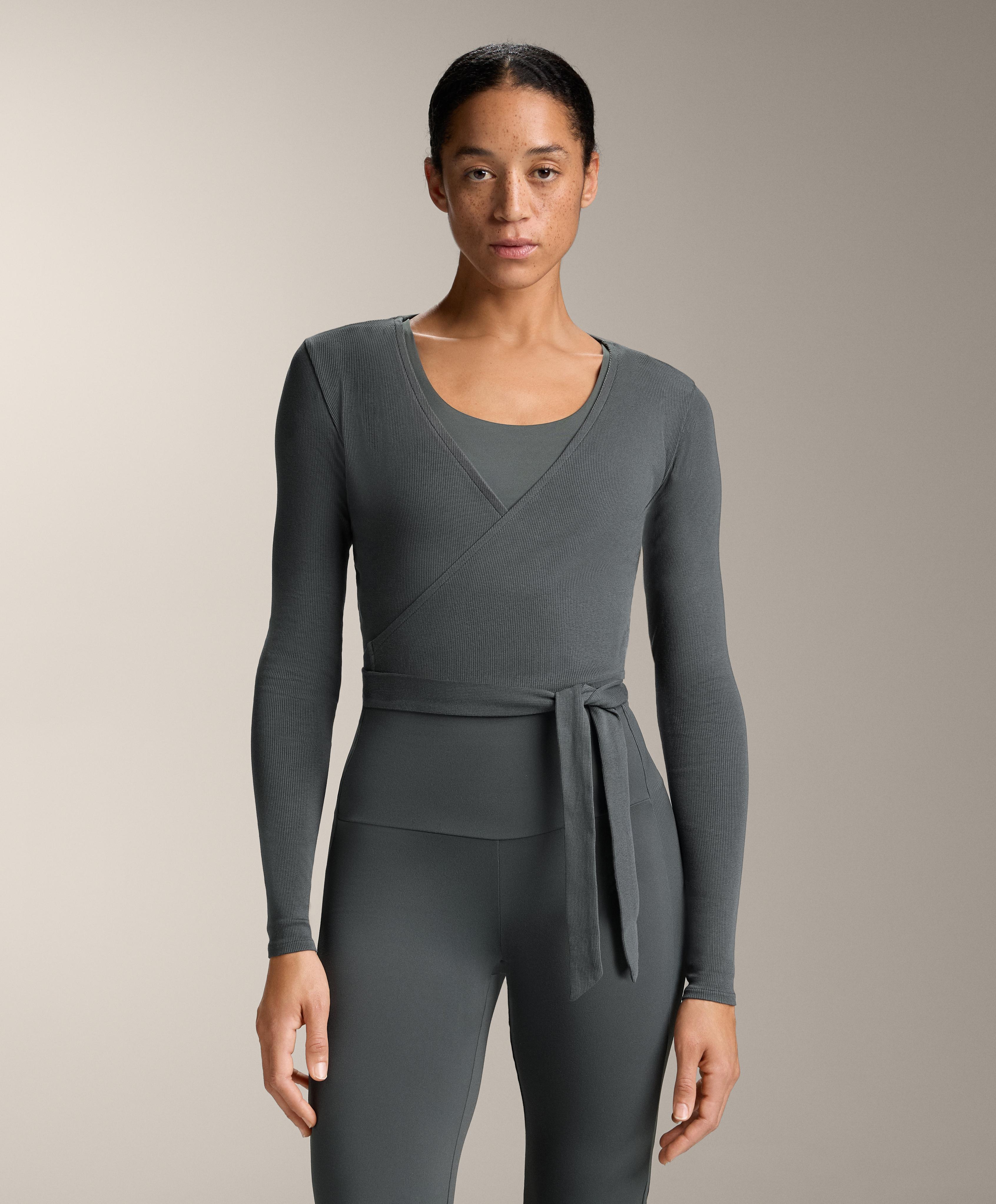 Rib cotton blend wrap top